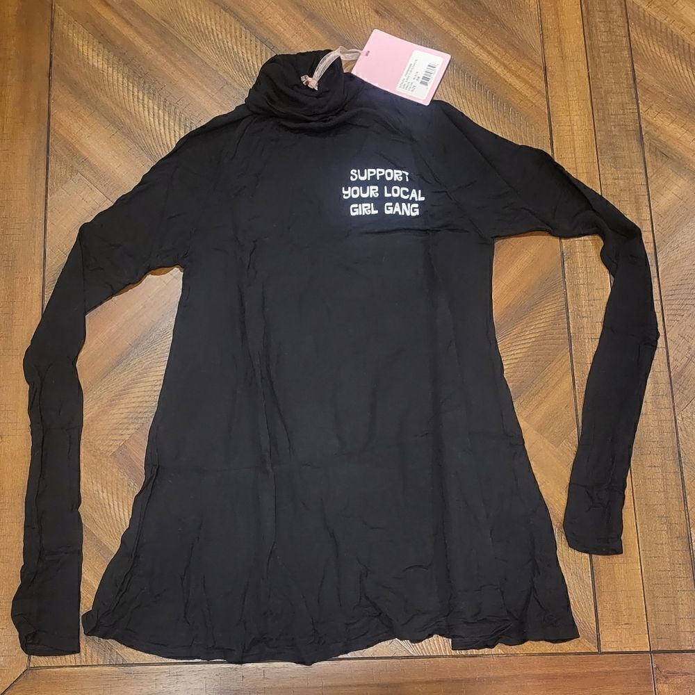 Dolls Kill x Daydream Nation Black flowy top"Support Your Local Girl Gang" Small